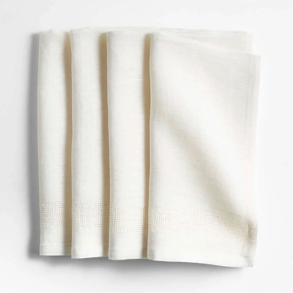 Crate&Barrel Torino Off White EUROPEAN FLAX ™-Certified Linen Dinner Napkins